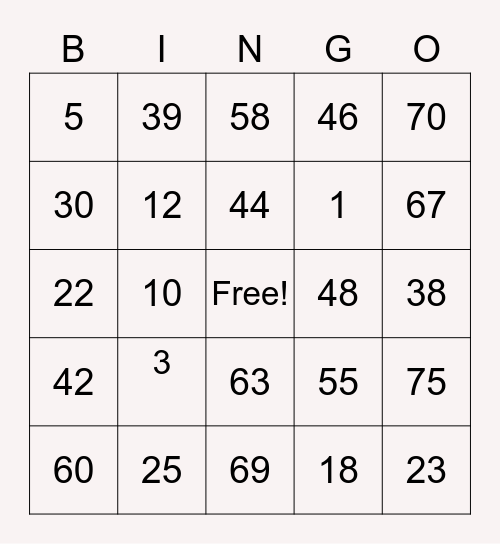 mitch card number 1 Bingo Card