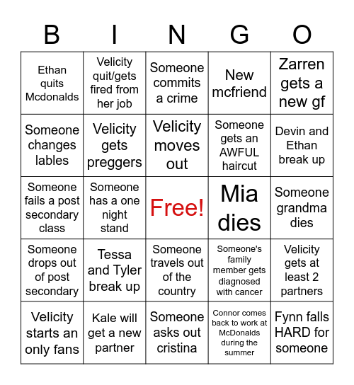 2023 Predictions: Friends addition Bingo Card