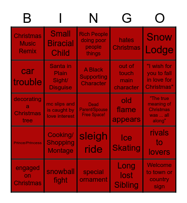 Bad Christmas Movie Bingo Card