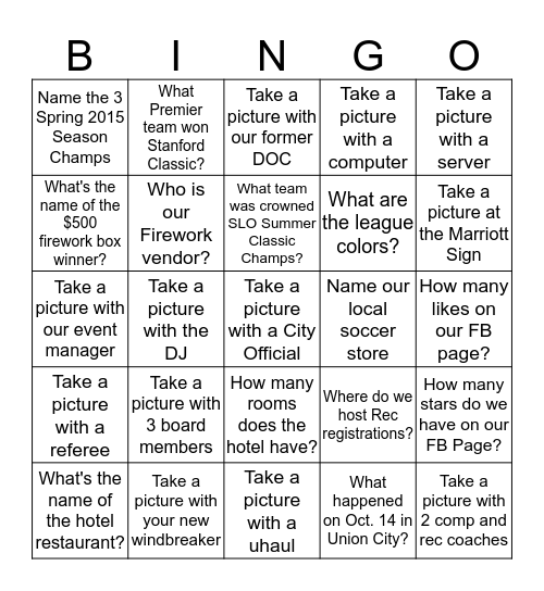 Appreciation Dinner Bingo Card