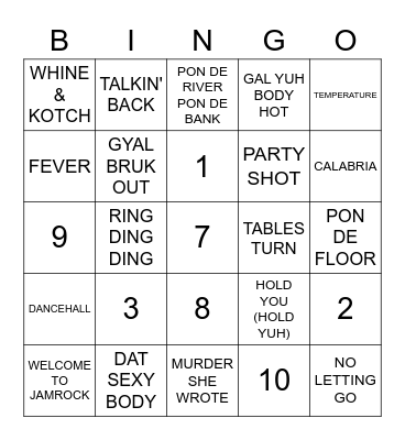 DANCEHALL HEAT Bingo Card