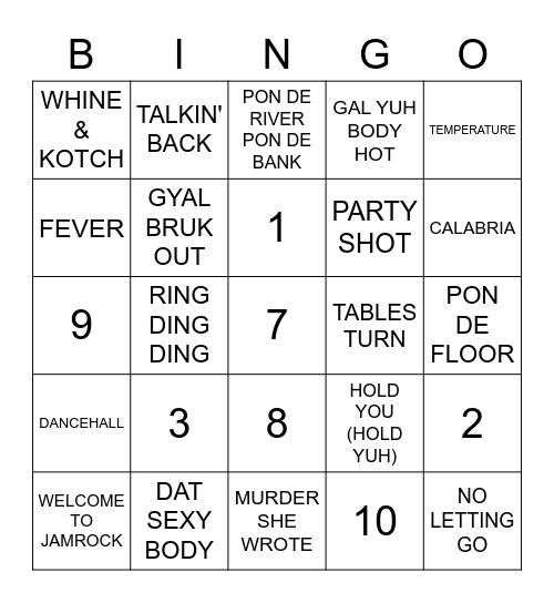 DANCEHALL HEAT Bingo Card