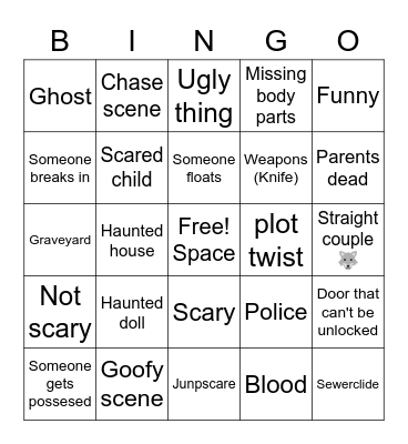 Horror movie bingo!👻 Bingo Card
