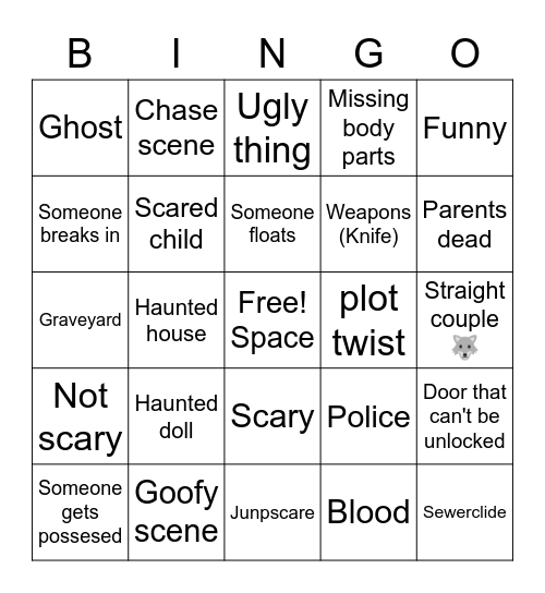 Horror movie bingo!👻 Bingo Card