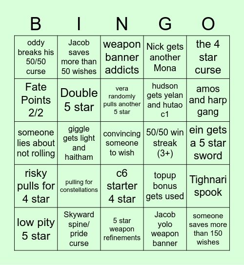 Q1 Wishing and Character Bingo (Jan - March) Bingo Card