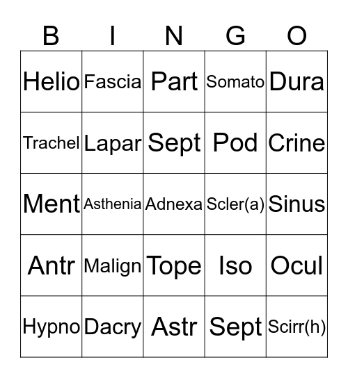 Chapter 7 Bingo Card