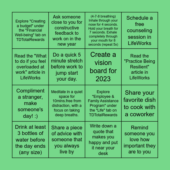 Well-B(e)INGO Bingo Card