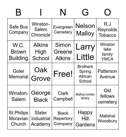 AFRICAN AMERICAN HISTORY Bingo Card