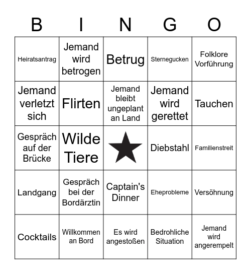 Traumschiff Bingo Card