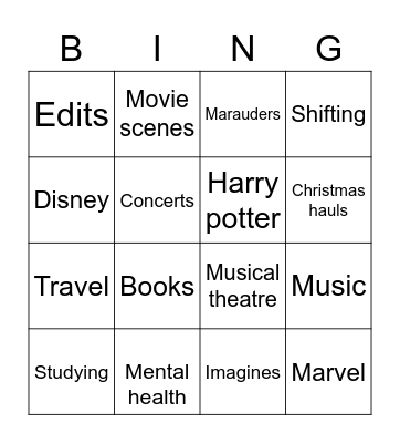 Tiktok Bingo Card