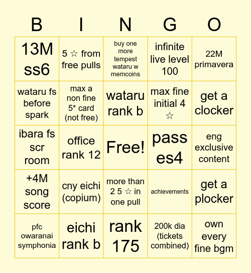 engstars music 2023 Bingo Card