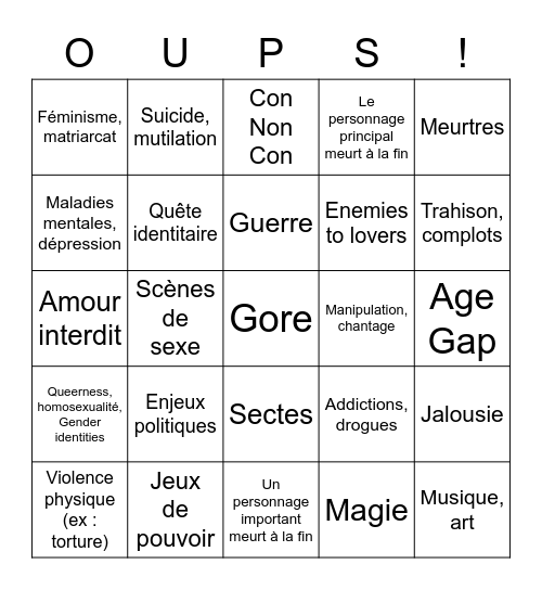 Electre fait son show Bingo Card