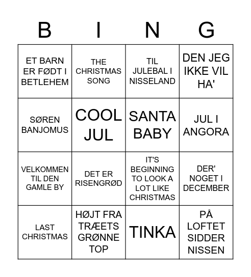 JULEBINGO PÅ GASVÆRKSVEJ Bingo Card