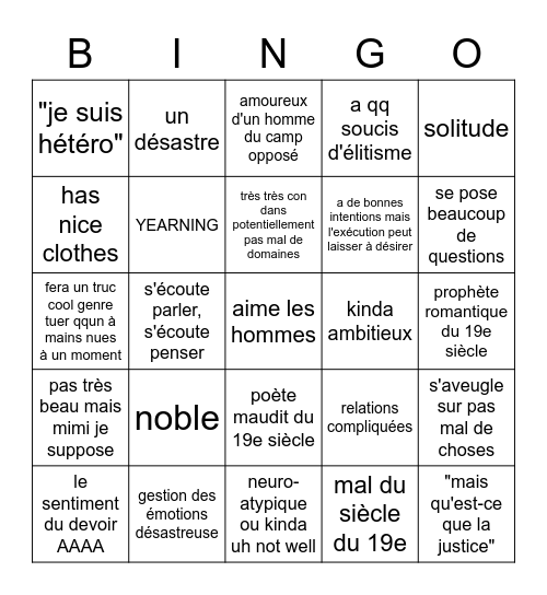 the perso principal bingo Card