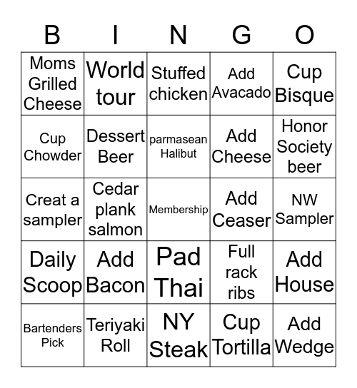 Tap House  Bingo Card