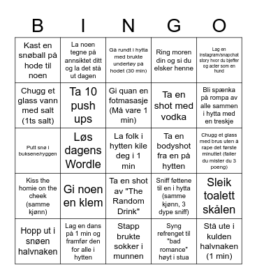 CLC Hyttetur 2022 Bingo Card