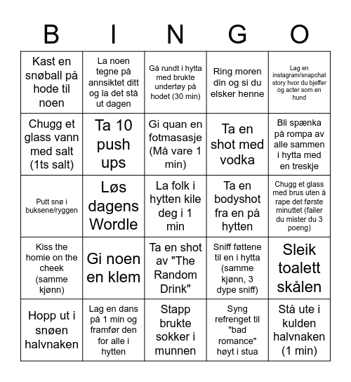 CLC Hyttetur 2022 Bingo Card