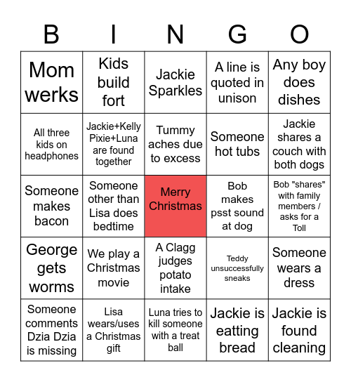 Woznicki Christmas Bingo Card