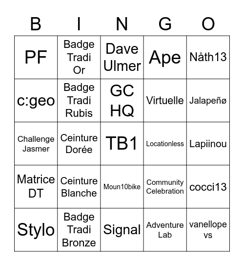 Celebration Event Bingo Card