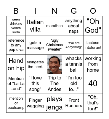 Andy's Birthday Bingo Card