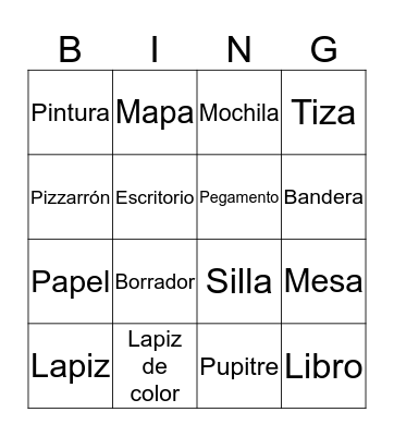 Spanish bingo  Bingo Card