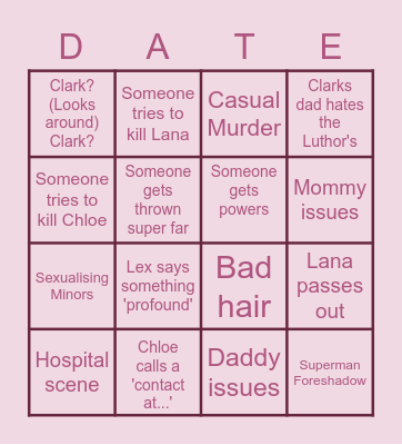 SMALLVILLE BINGO Card