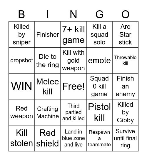 Apex Bingo Card