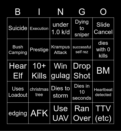 Big Puffer Warzone Bingo Card