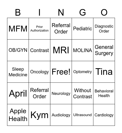 Referral Bingo Card