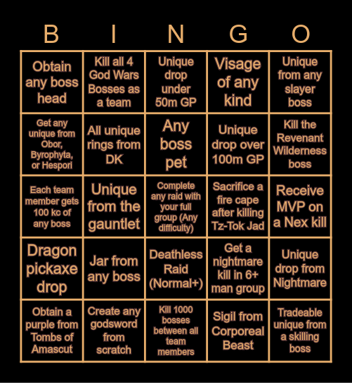 Skysworn PvM Bingo Card