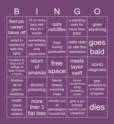 emma's 2023 bingo Card