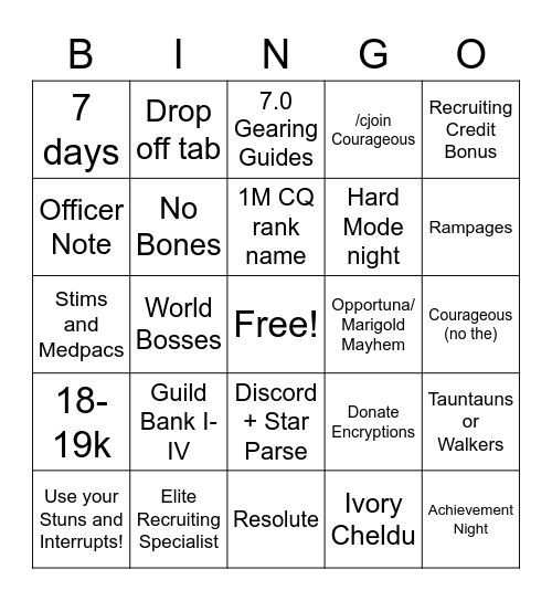 Courageous Life Day 2022 #1 Bingo Card