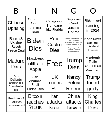 2023 Bingo Card Bingo Card