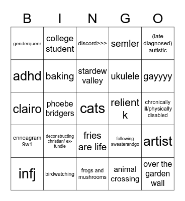 Juli Bingo Card