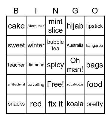 Ms Lina's favorites Bingo Card