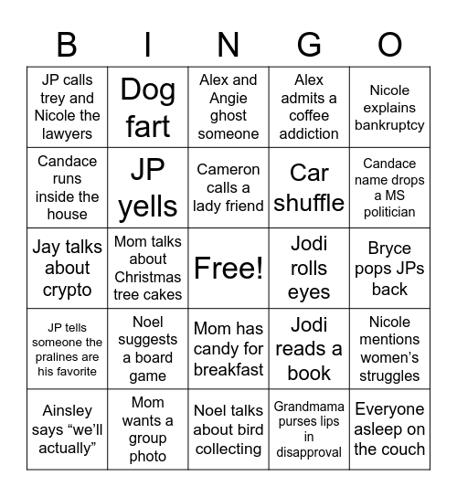 Tupelo Bingo Card