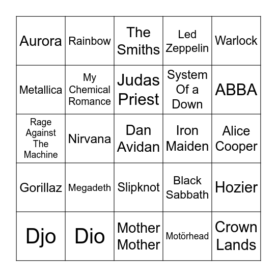 What Music Do You Have in Common Wit Bingo Card