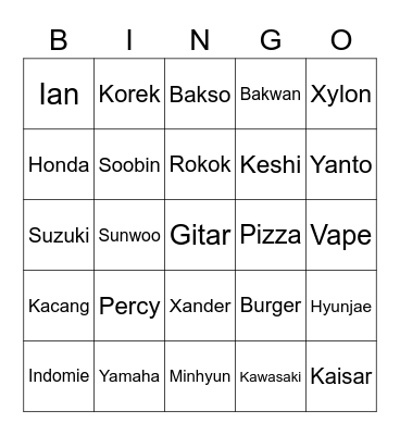 Untitled Bingo Card
