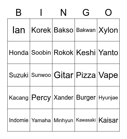 Untitled Bingo Card
