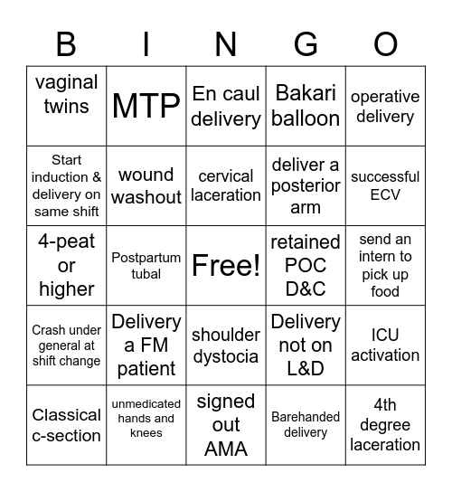 L&D Bingo Card