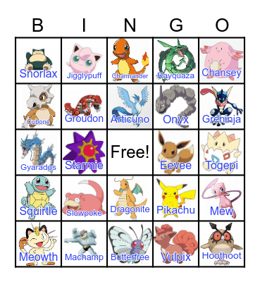 POKEMON BINGO Card