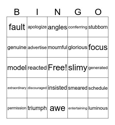 4th Grade Journeys Bingo Card