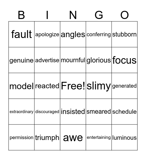 4th Grade Journeys Bingo Card