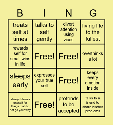 Mental Health Card Bingo Card