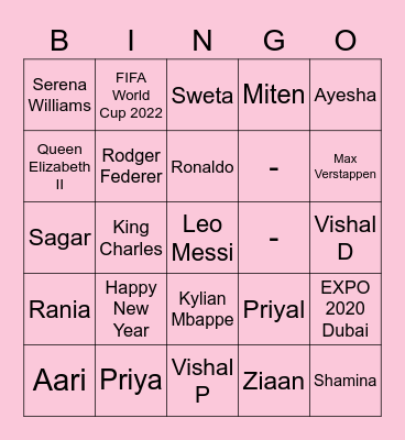 Happy New Year 2023! Bingo Card