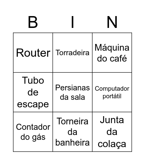 A próxima avaria Bingo Card