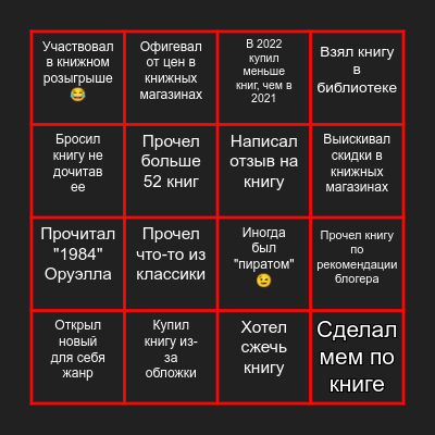 Бинго-хуiнго 2022 Bingo Card