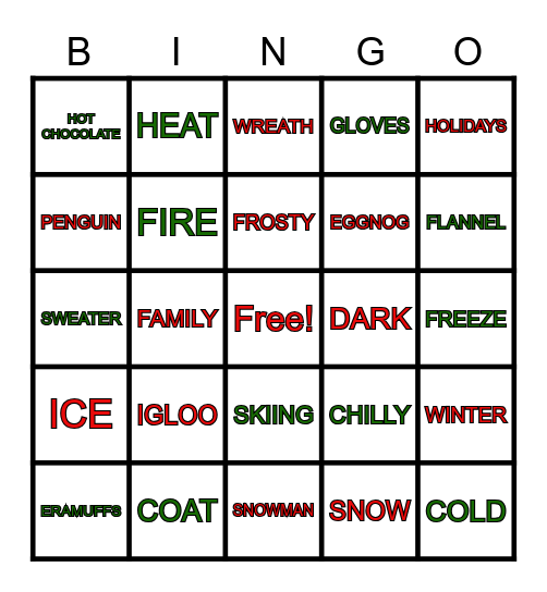 Winter Wonderland Bingo Card