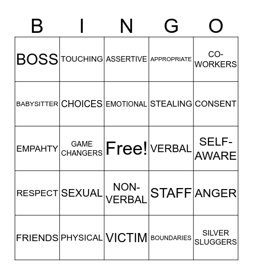 BOUNDARIES Bingo Card