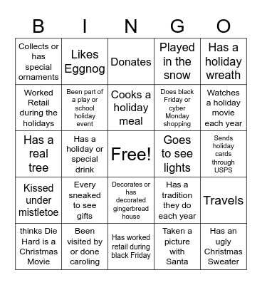 Holiday Bing Bingo Card